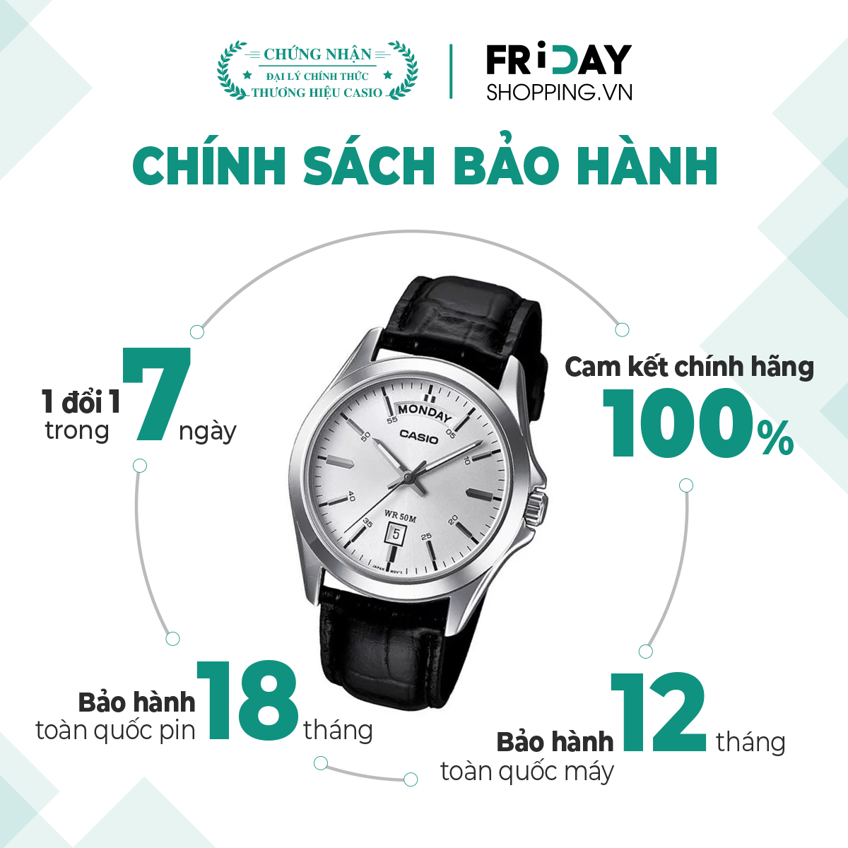 Mô tả Đồng Hồ Casio Nam MTP-1370L-7AVDF Mặt Tròn Màu Trắng Dây Da Chính Hãng - 2