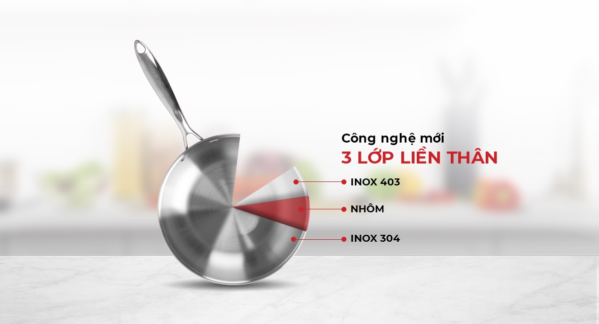 Mô tả Chảo xào inox liền khối cao cấp 3 lớp đáy liền Elmich Trimax EL-4846OL size 26cm - 1