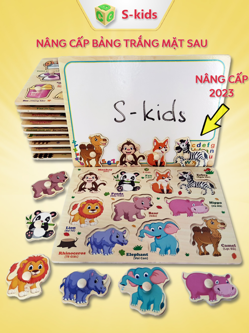 Mô tả Đồ Chơi Trẻ Em S-Kids, Bảng Ghép Hình Núm Gỗ Thông Minh Cho Bé - 1