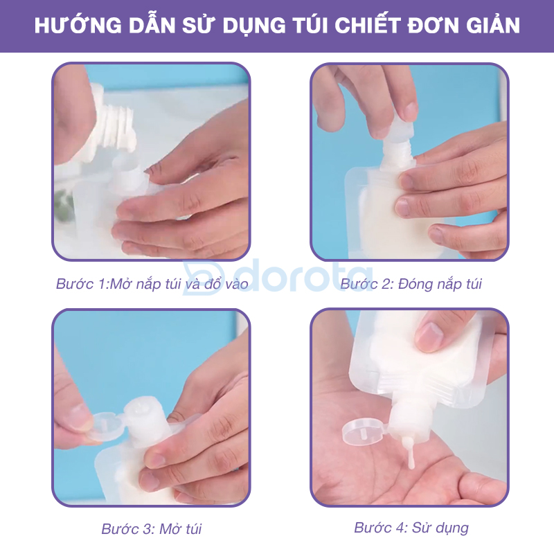 Mô tả Túi chiết mỹ phẩm du lịch DOROTA đựng dầu gội, sữa rửa mặt sữa tắm TC - 1