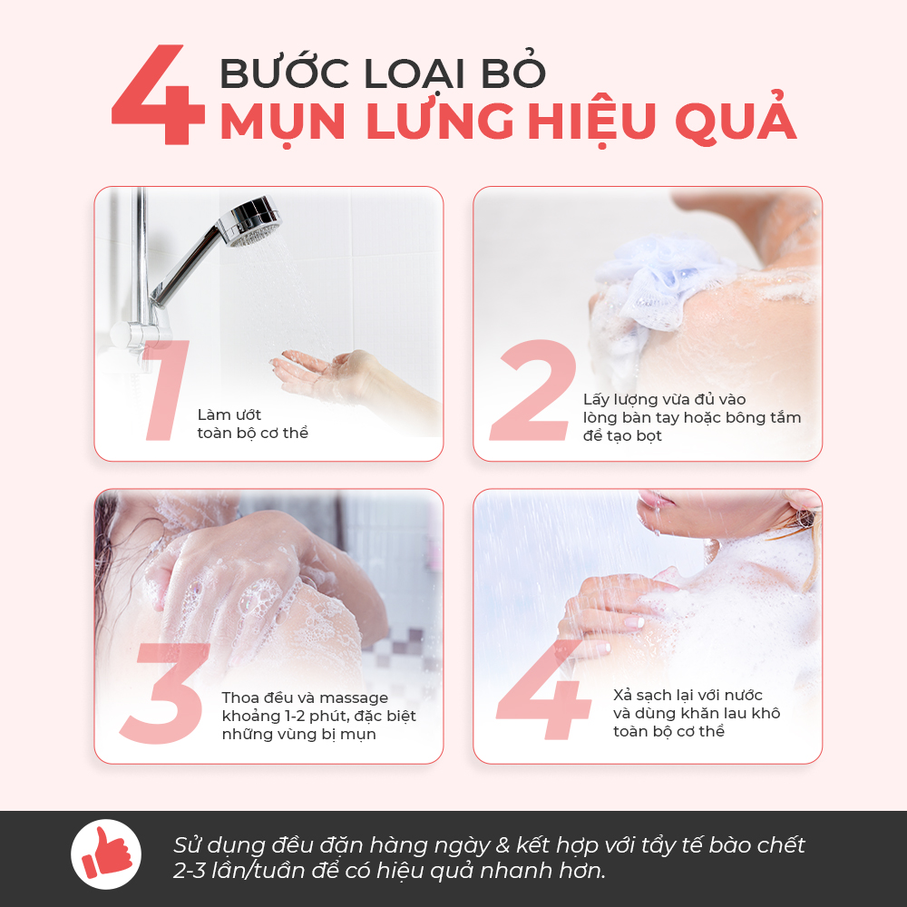 Mô tả Sữa tắm Oriss khỏi mụn lưng giảm thâm mụn, viêm nang lông chai 300ml - 6