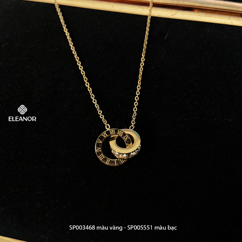 Mô tả Dây chuyền nữ titan Eleanor Accessories đính đá vòng cổ khắc số la mã phụ kiện trang sức 3468 - 3