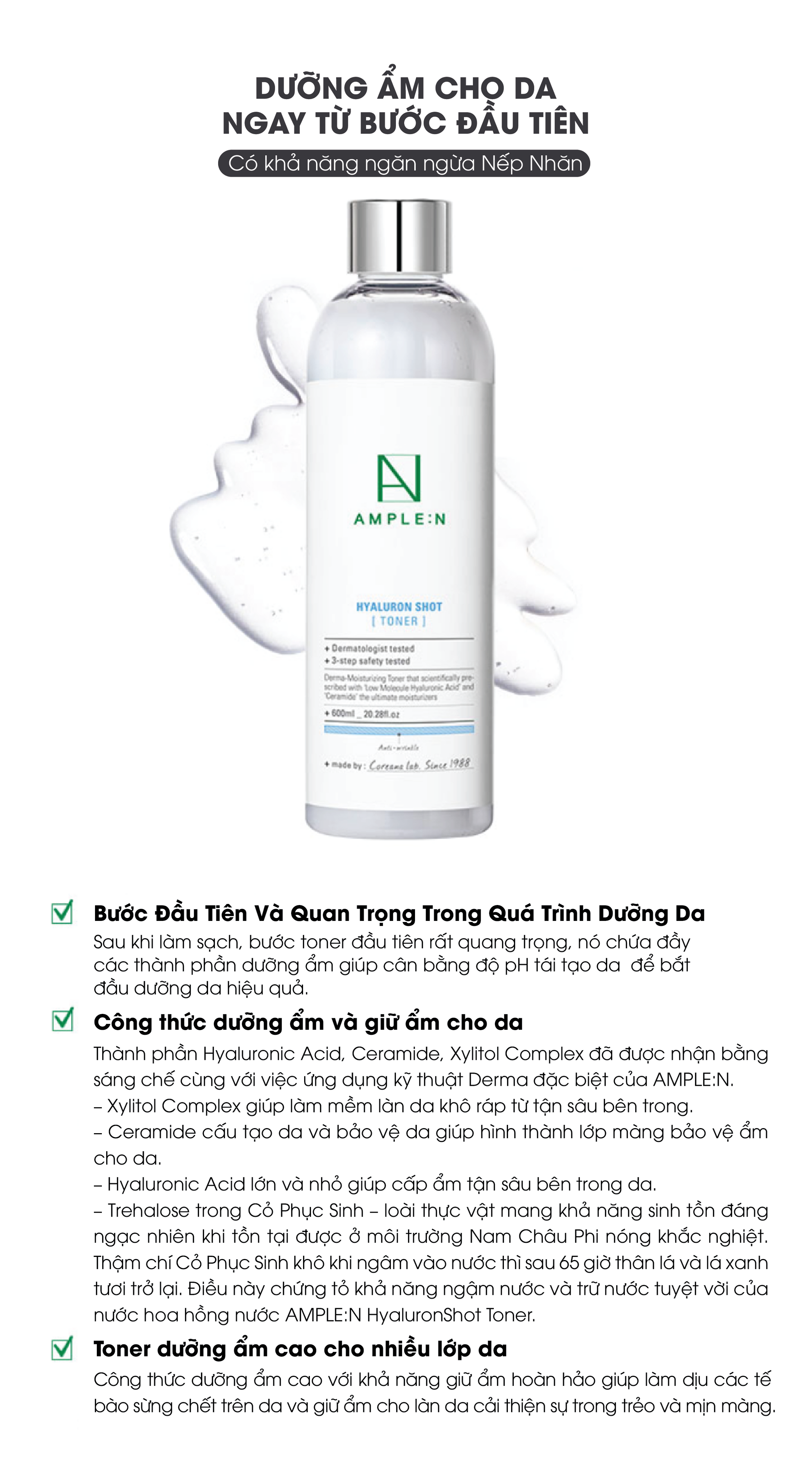 Mô tả Nước Hoa Hồng Siêu Cấp Ẩm AMPLE:N Hyaluron Shot Toner - 2