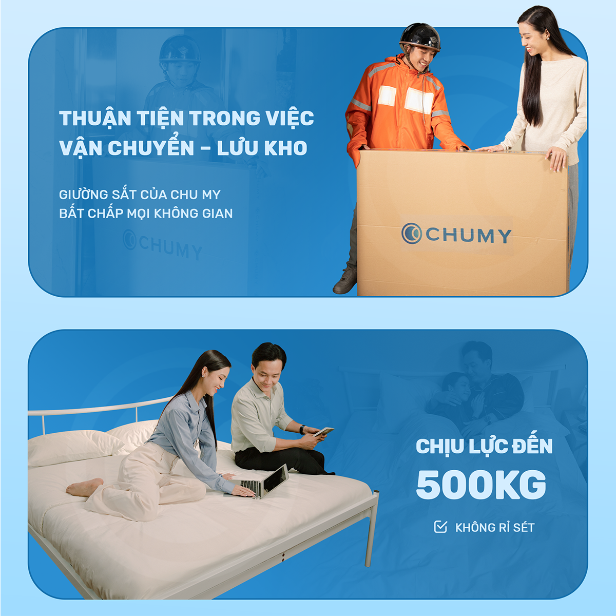 Mô tả Giường ngủ lắp ráp TOKYO CHU MY, khung thép sơn tĩnh điện, màu đen nhám/trắng bóng, nhiều kích thước - 5