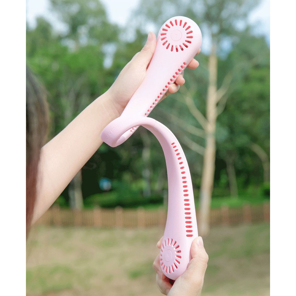 Mô tả Quạt đeo cổ tích điện siêu mát, quạt đeo cổ không cánh pin 2500mAH chạy cực êm và bền, ba cấp độ gió cổng sạc USB - 1