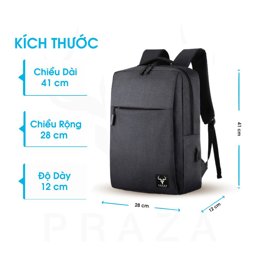 Mô tả Ba Lô Laptop Tích Hợp USB Cao Cấp PRAZA BL174 - 1