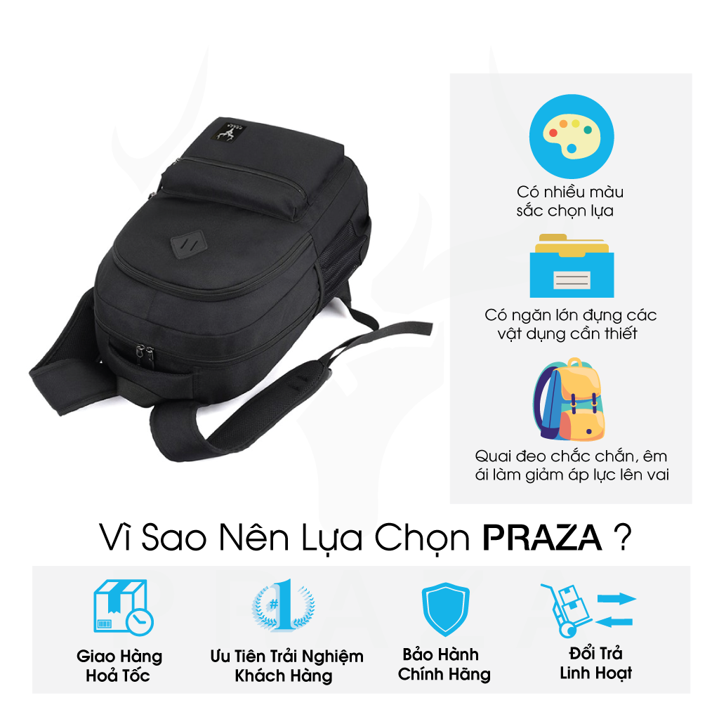 Mô tả Balo Du Lịch Năng Động, Vải Polyester Trượt Nước Cao Cấp PRAZA BL177 - 2