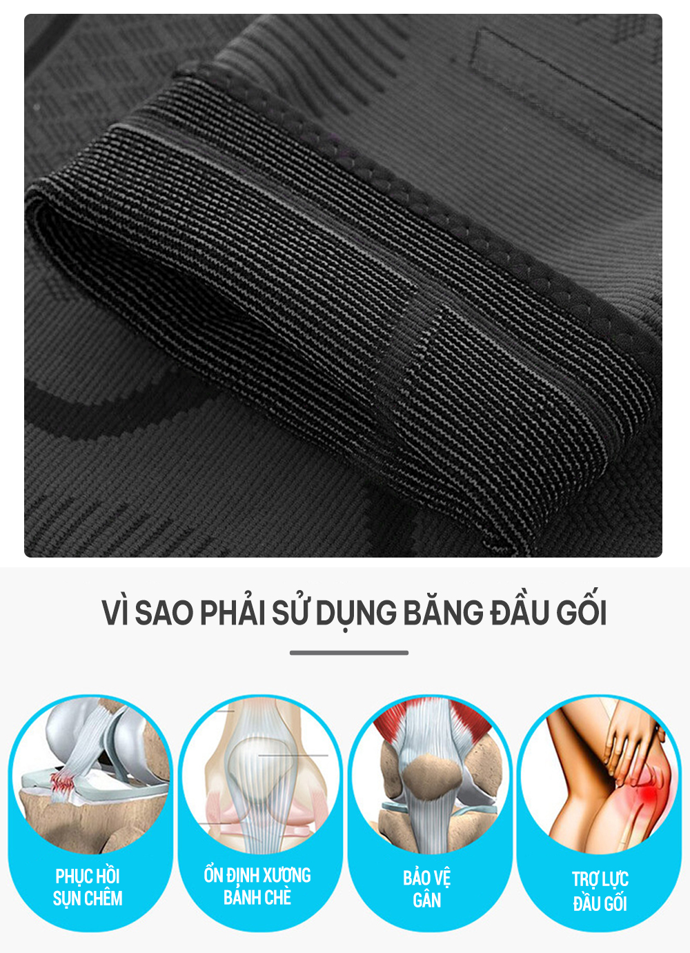 Mô tả Bó gối thể thao, bảo vệ đầu gối tập gym GoodFit co giãn 4 chiều, dệt 3D dày dặn GF518K - 10
