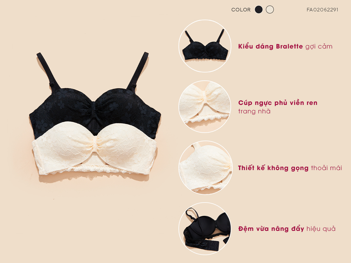 Mô tả Áo lót ren không gọng đệm vừa 2cm MIALALA 2291 FA02062291 - 1