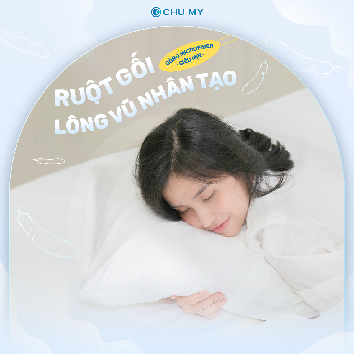 Mô tả Gối khách sạn CHU MY, êm ái bồng bềnh, vỏ cotton tự nhiên cao cấp - 1