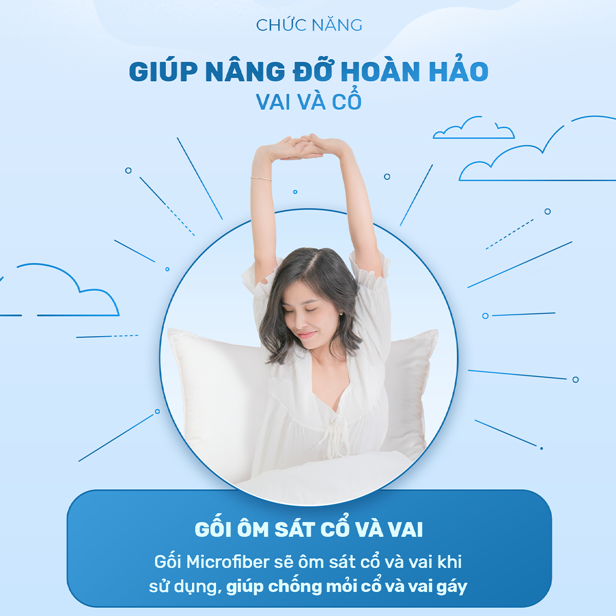 Mô tả Gối khách sạn CHU MY, êm ái bồng bềnh, vỏ cotton tự nhiên cao cấp - 2