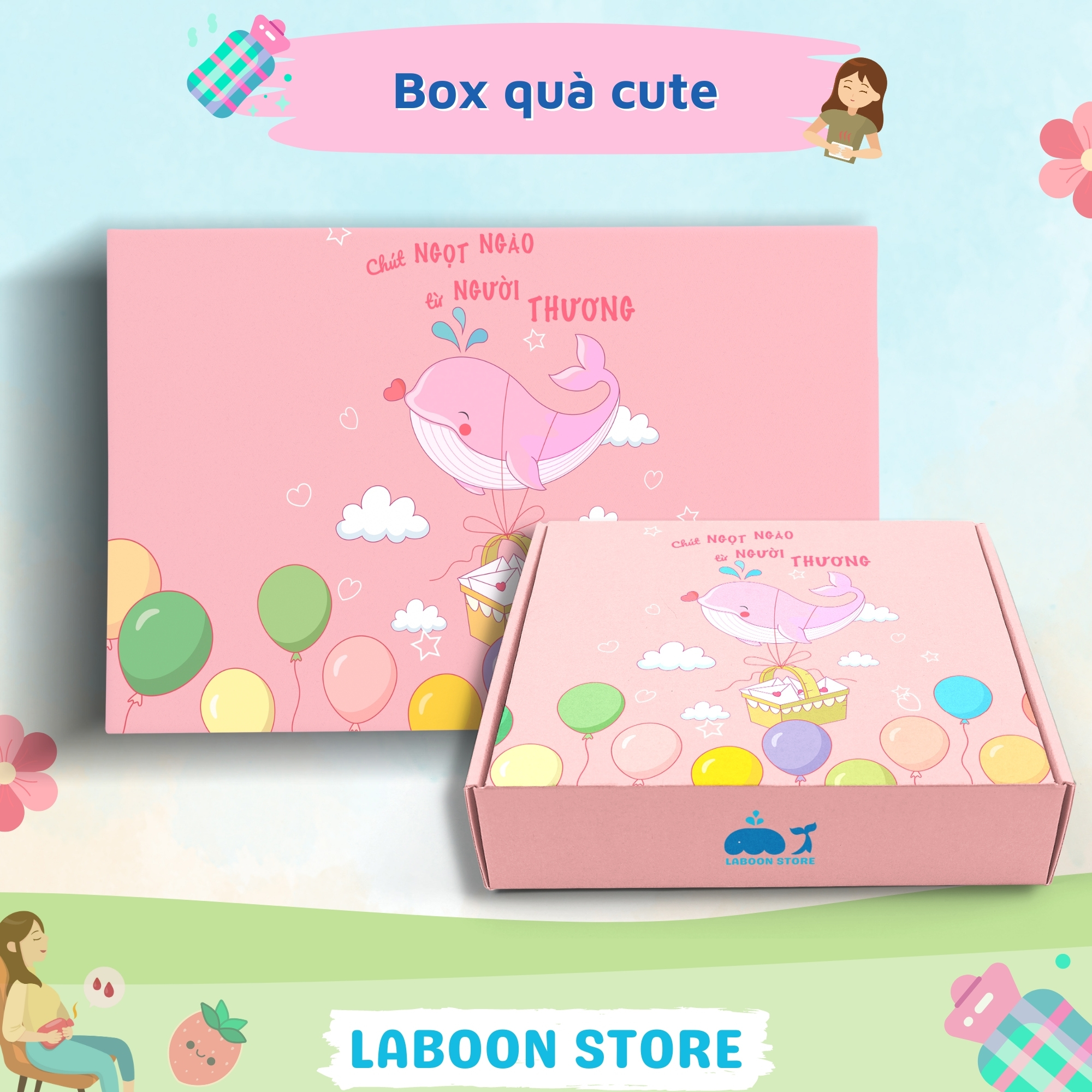 Mô tả Bộ quà tặng bạn gái túi chườm bụng đa năng 1000ml LABOON kèm bình giữ nhiệt và phụ kiện siêu xinh - 2