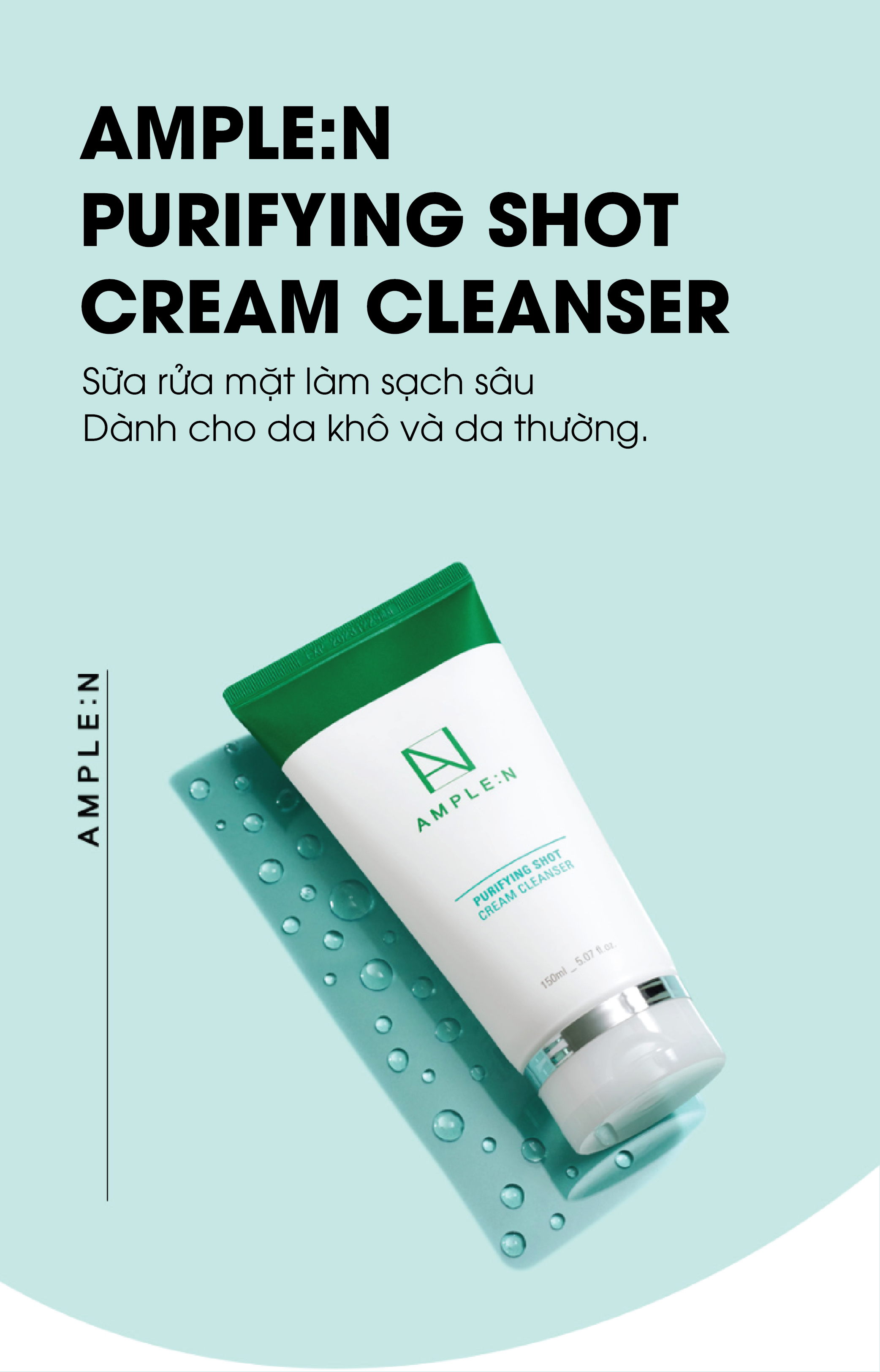 Mô tả Sữa Rửa Mặt Dịu Nhẹ AMPLE:N Purifying Shot Cream Cleanser 150ml - 1