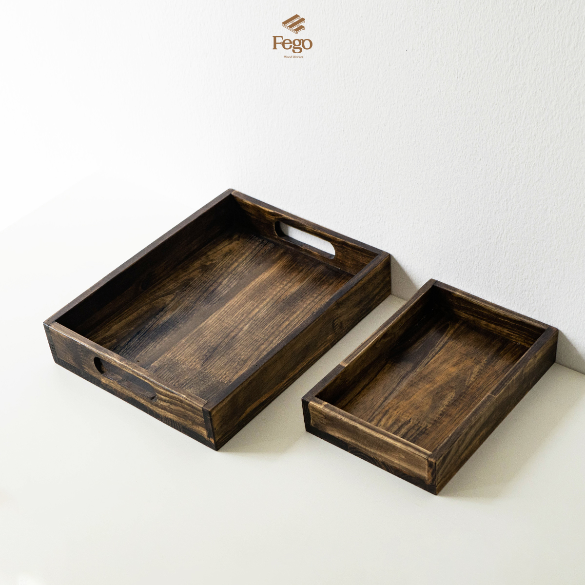 Mô tả Khay gỗ thông tự nhiên FEGO có tay cầm để decor, trang trí, đựng đồ ăn, mỹ phẩm - 4