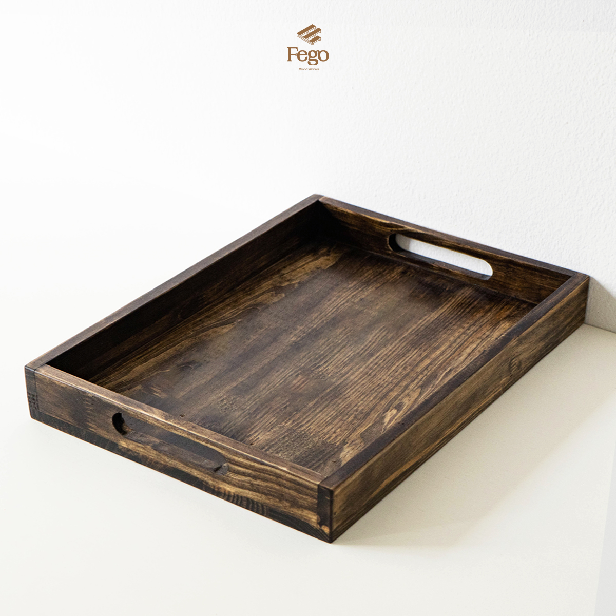 Mô tả Khay gỗ thông tự nhiên FEGO có tay cầm để decor, trang trí, đựng đồ ăn, mỹ phẩm - 5