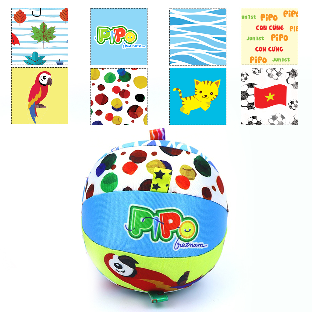 Mô tả Bóng vải kèm lục lạc Pipo Animals loại 12 miếng ghép - 10