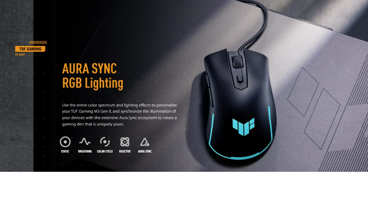 Mô tả Chuột gaming TUF GAMING M3 Gen II ĐEN 90MP0320-BMUA00 - CHÍNH HÃNG BẢO HÀNH 2 NĂM - 4
