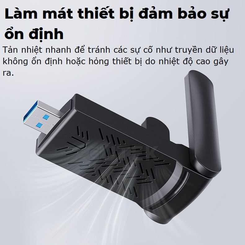 Mô tả USB thu sóng wifi Gutek WD46 1200mbps 2 râu nâng WiFi lên 5G cho máy tính pc laptop tần số 2.4G 5G - 4