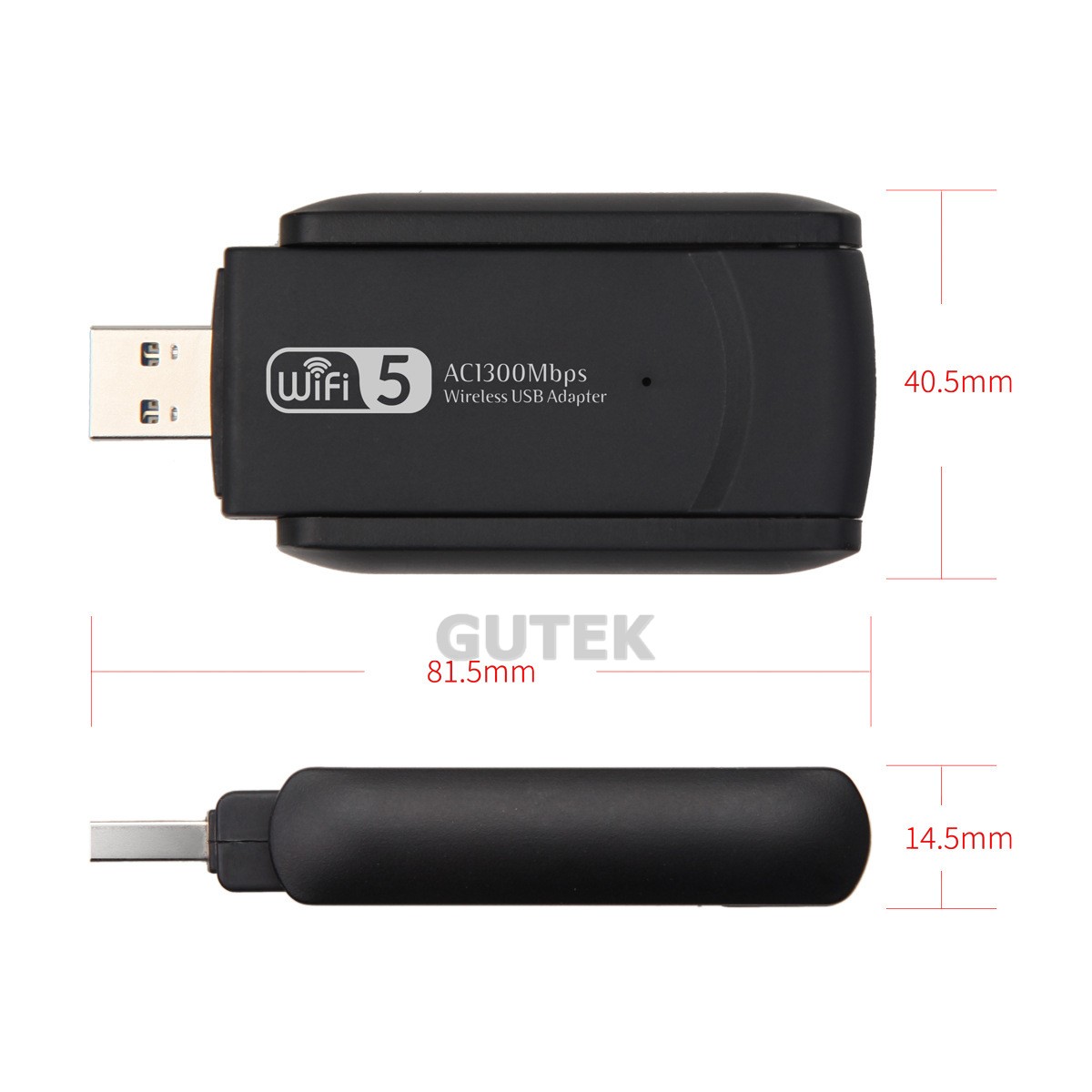 Mô tả USB thu sóng wifi Gutek WD46 1200mbps 2 râu nâng WiFi lên 5G cho máy tính pc laptop tần số 2.4G 5G - 6