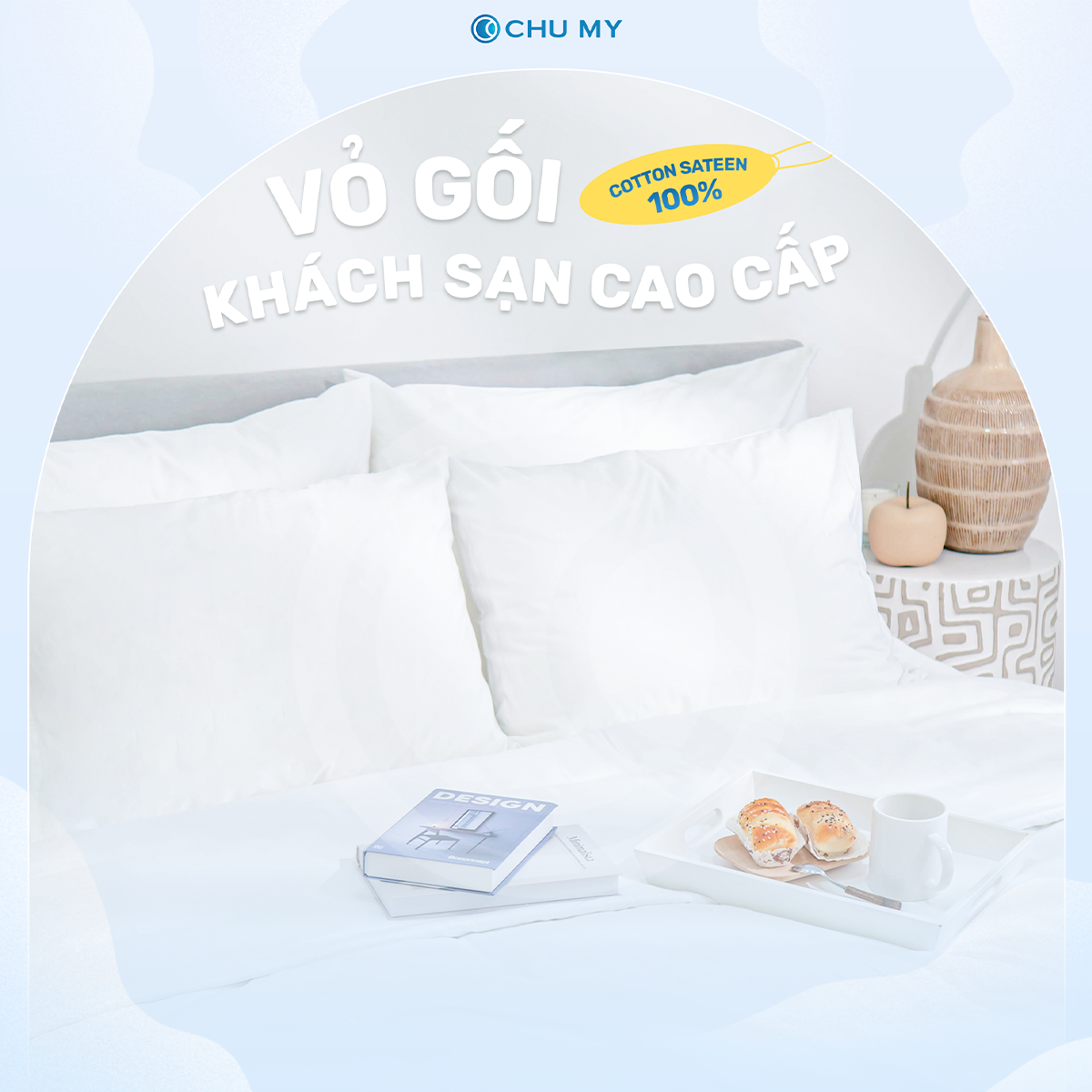 Mô tả Combo vỏ gối trắng CHU MY, 100% cotton, nhiều kích thước lựa chọn - 1