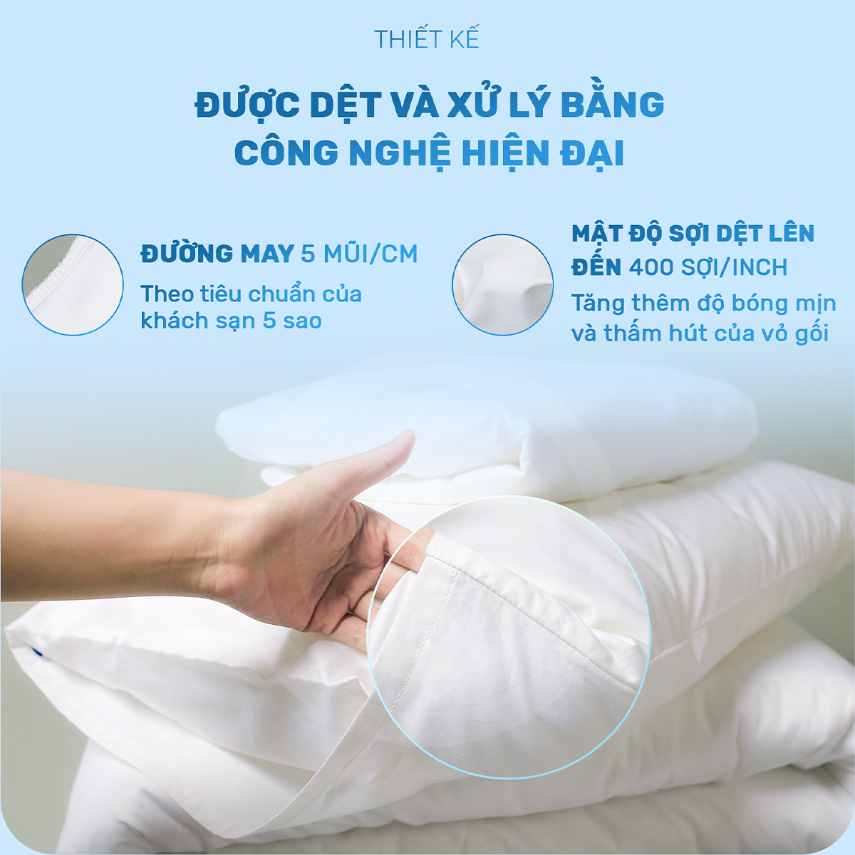 Mô tả Combo vỏ gối trắng CHU MY, 100% cotton, nhiều kích thước lựa chọn - 3