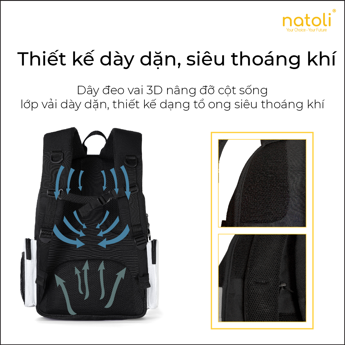 Mô tả Balo local brand thương hiệu NATOLI chất vải canvas thời trang chống nước dày dặn ICON BACKPACK B13 - 10
