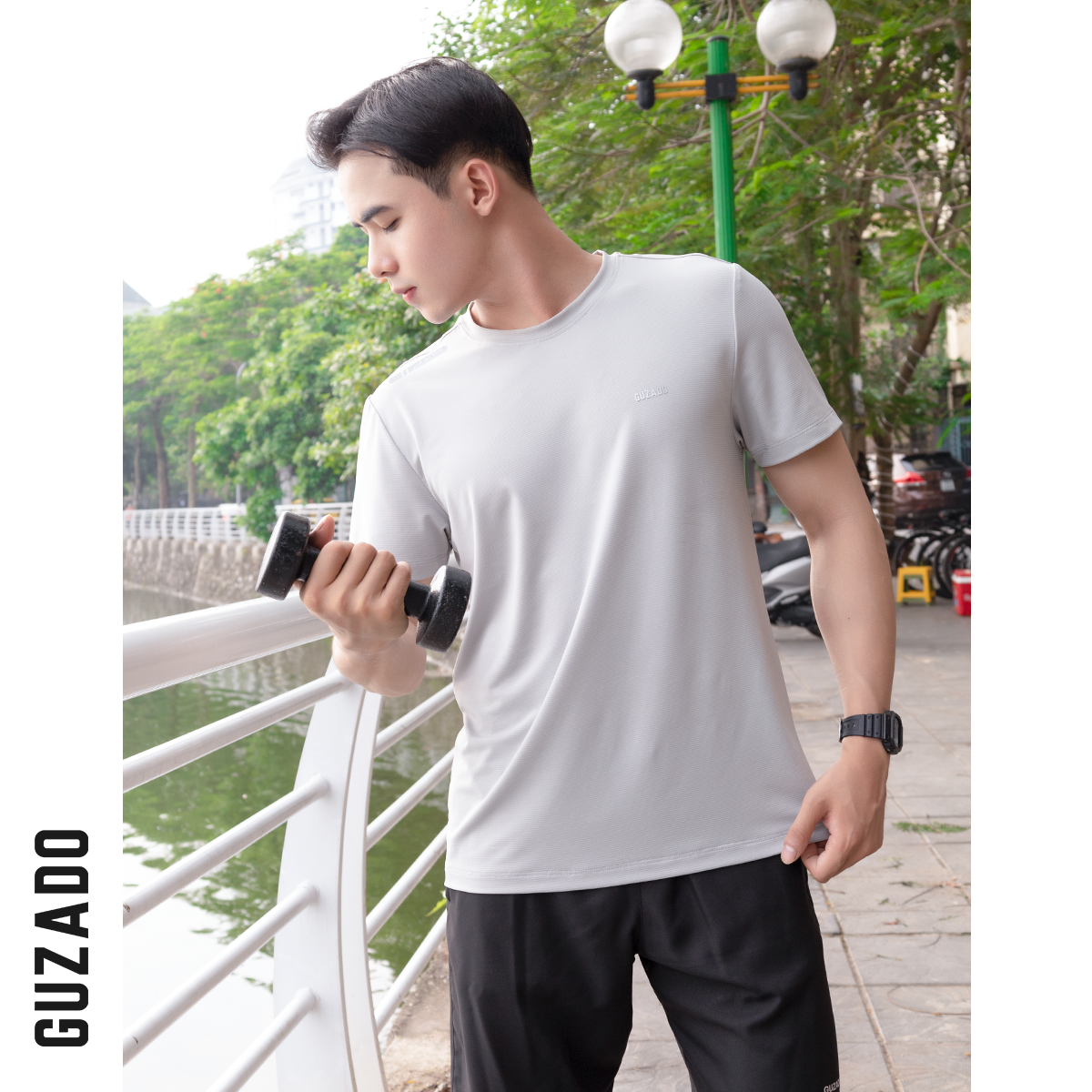 Mô tả Áo thể thao nam Guzado Vải Coolmax dệt lỗ kim thoáng khí mau khô Co Giãn Vận Động Thoải Mái GTS04 - 8