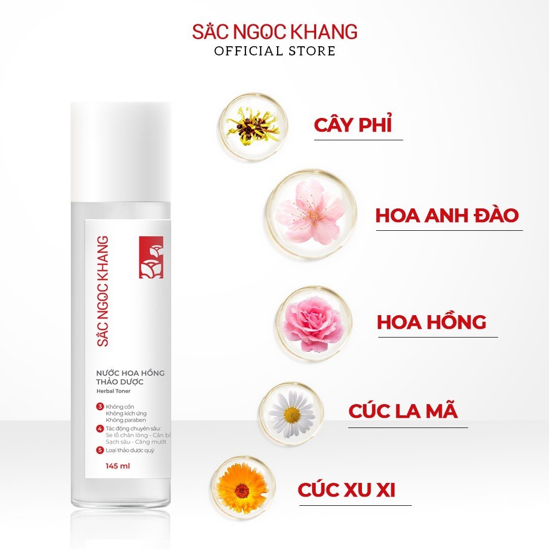 Mô tả Nước Hoa Hồng thảo dược thiên nhiên Sắc Ngọc Khang 145ml giúp làm cân bằng da, se khít lỗ chân lông - 1
