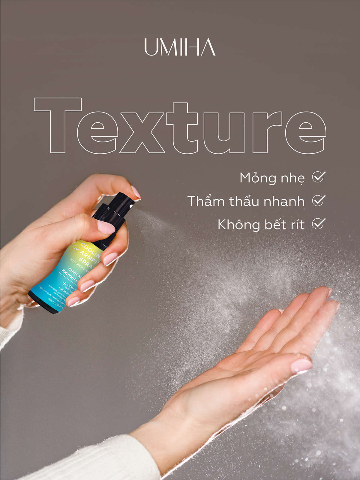 Mô tả Xịt khử mùi hôi nách UMIHA chiết xuất khuynh diệp (45ml)-Ngăn tiết mồ hôi, ức chế vi khuẩn gây mùi khử mùi hôi nách 24H - 4