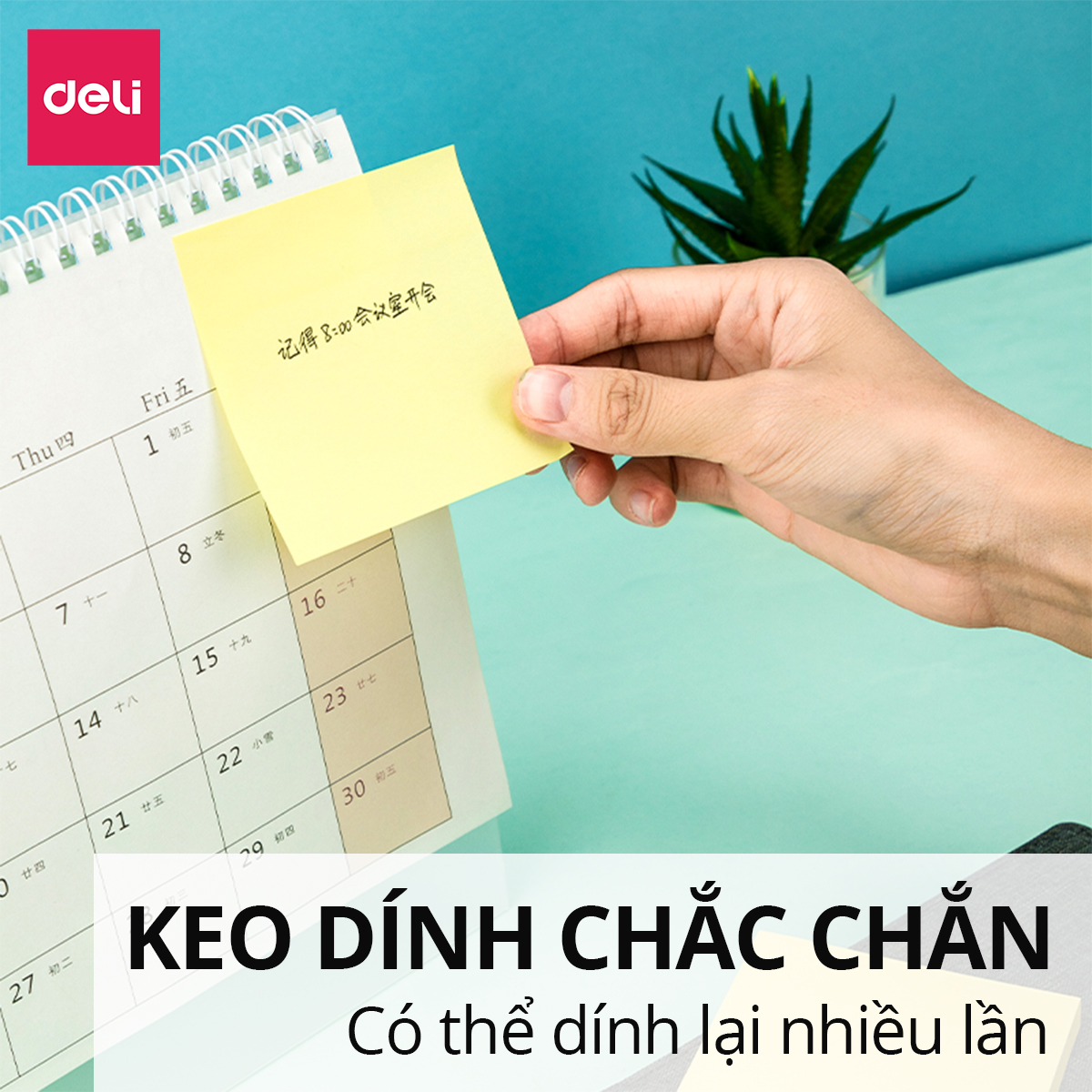 Mô tả Set 100 Giấy Note Ghi Chú, Giấy Nhớ Hình Vuông Dán Vàng Deli Giấy Ghi Chú Loại Chất Lượng Cao Tiện Lợi Học Sinh - 1