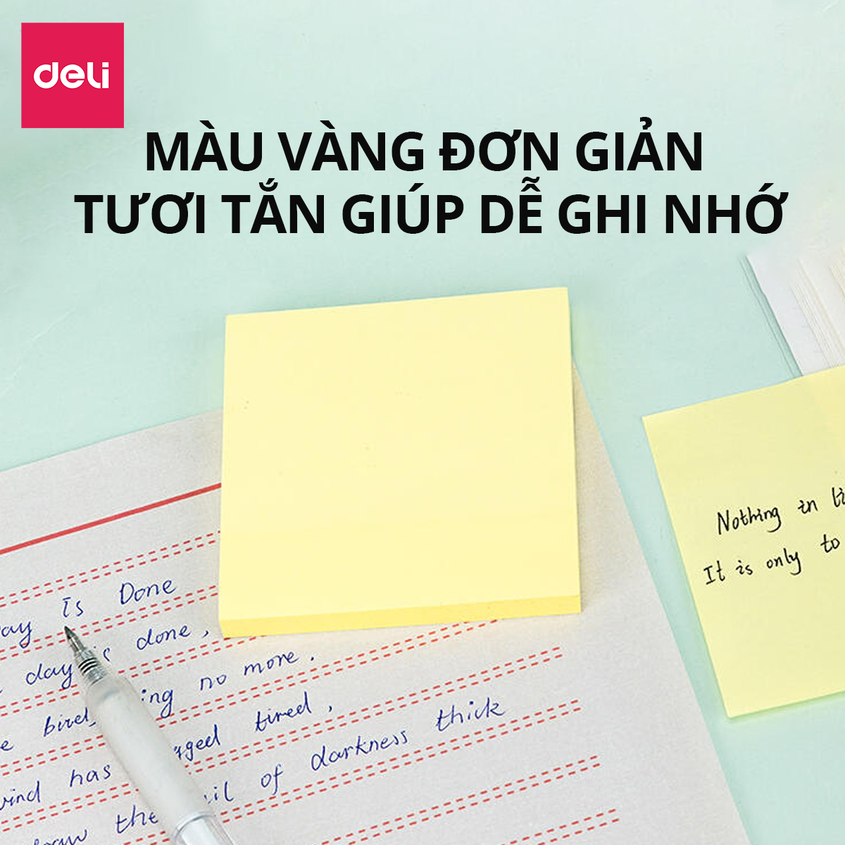 Mô tả Set 100 Giấy Note Ghi Chú, Giấy Nhớ Hình Vuông Dán Vàng Deli Giấy Ghi Chú Loại Chất Lượng Cao Tiện Lợi Học Sinh - 2