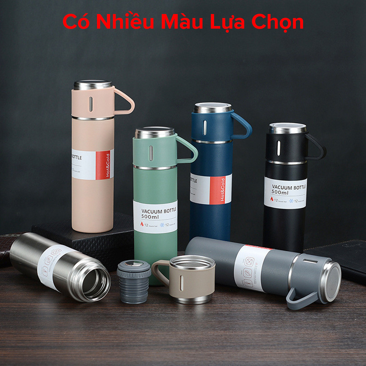 Mô tả Bình Giữ Nhiệt 500ml Tặng Kèm 2 Cốc – Chọn Màu – Có Nút Nhấn Uống Trực Tiếp Kèm Hộp Quà Tặng Sang Trọng Hãng Amalife - 4