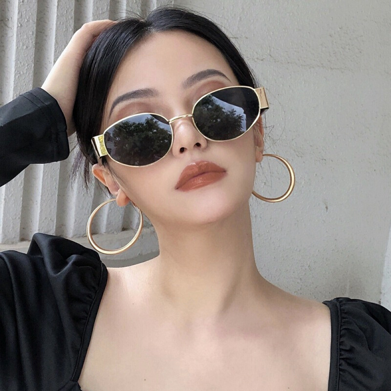 Kính mát unisex nam nữ, Kính râm cao cấp gọng kim loại mắt kính hình ...