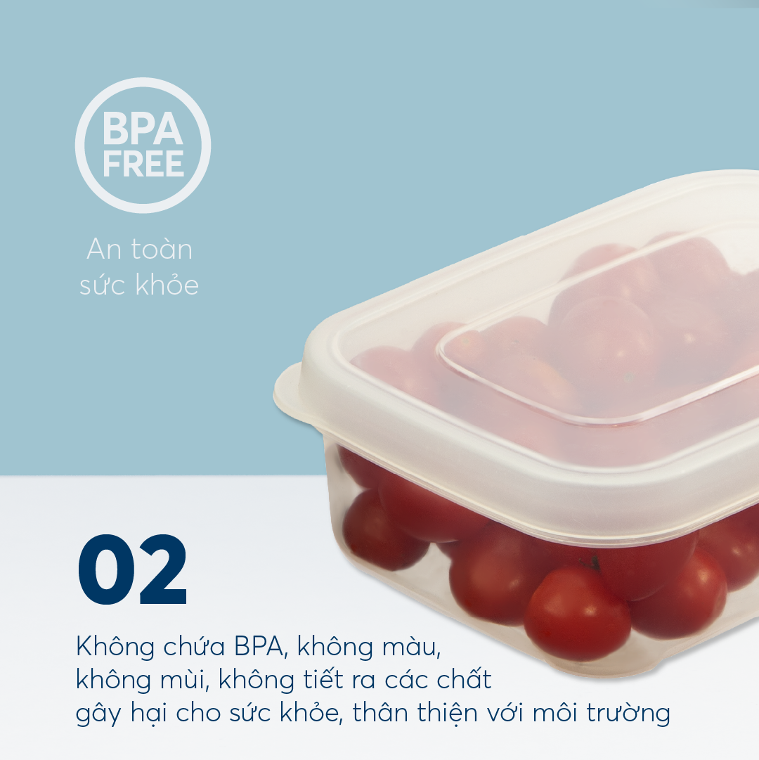 Mô tả Bộ 6 hộp thực phẩm chữ nhật inochi, Nhựa PP an toàn, chịu nhiệt 140 độ C, dễ tẩy rửa k bám mùi, hộp đựng cơm văn phòng - 4