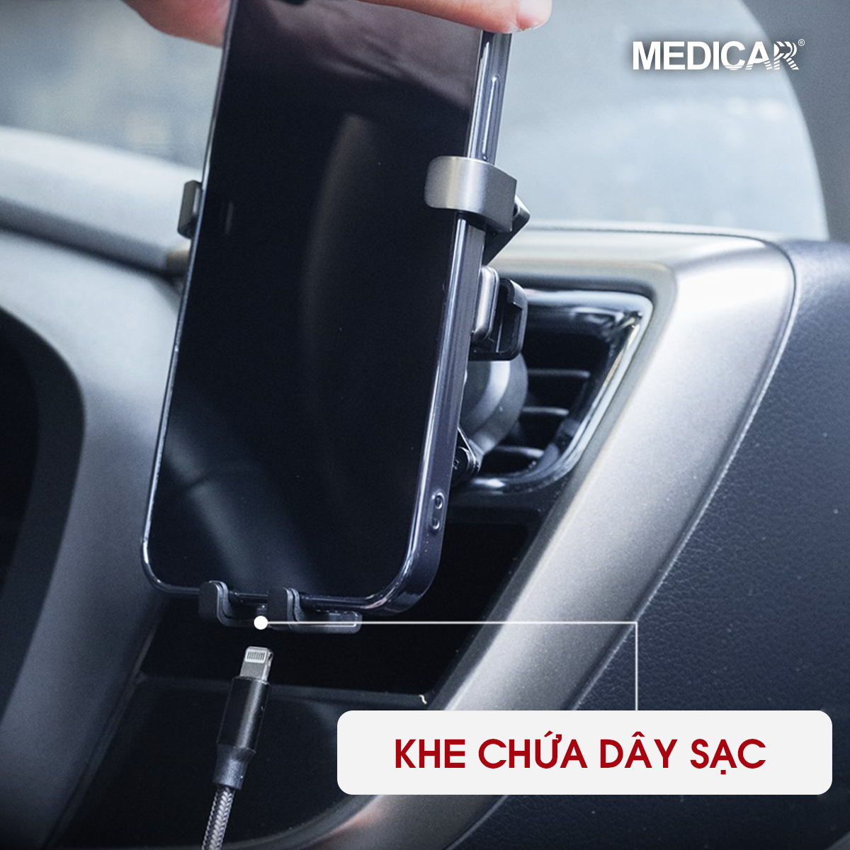 Mô tả Giá đỡ điện thoại chống rung ô tô MEDICAR V1 hợp kim nhôm cao cấp, phù hợp mọi dòng điện thoại, thao tác 1 tay tiện lợi - 5