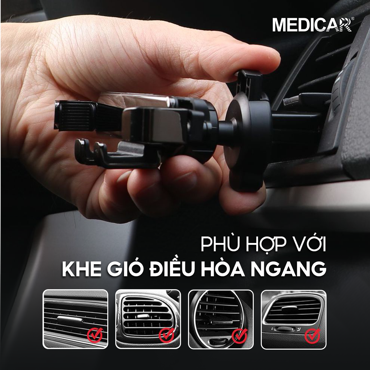 Mô tả Giá đỡ điện thoại chống rung ô tô MEDICAR V1 hợp kim nhôm cao cấp, phù hợp mọi dòng điện thoại, thao tác 1 tay tiện lợi - 6