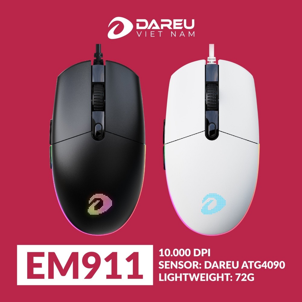 Mô tả Chuột Gaming DAREU EM911 RGB ( DareU BRAVO sensor: 10.000 DPI, Lightweight: 72g) - 1