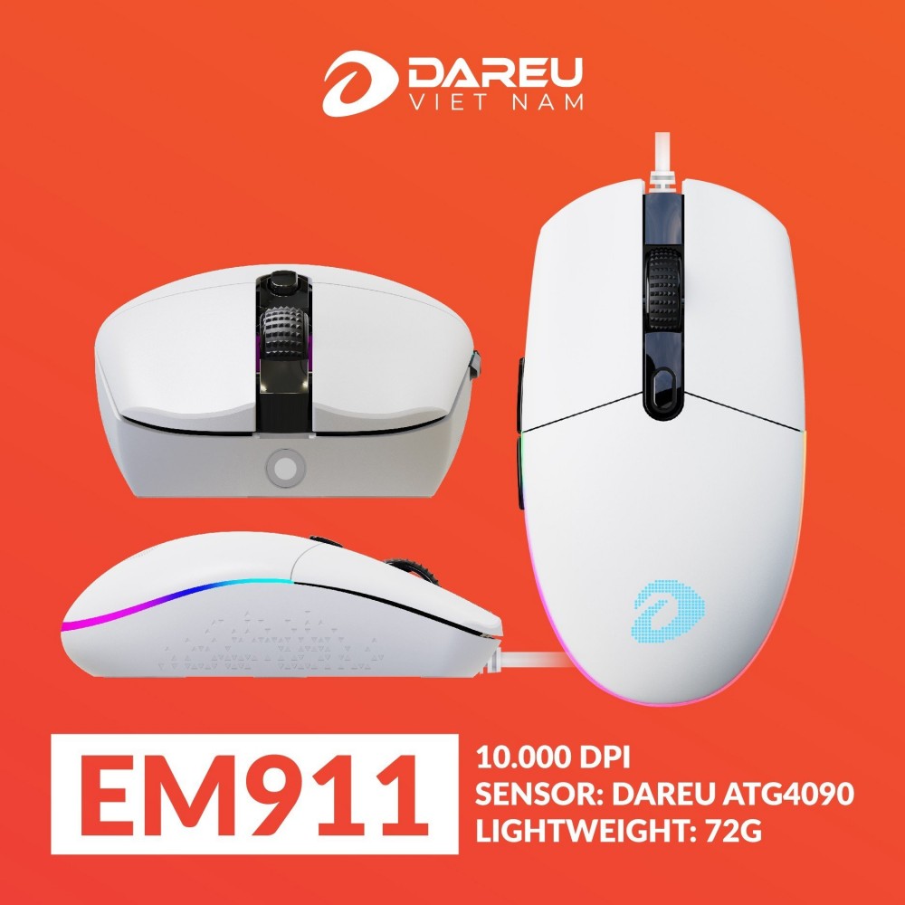 Mô tả Chuột Gaming DAREU EM911 RGB ( DareU BRAVO sensor: 10.000 DPI, Lightweight: 72g) - 3