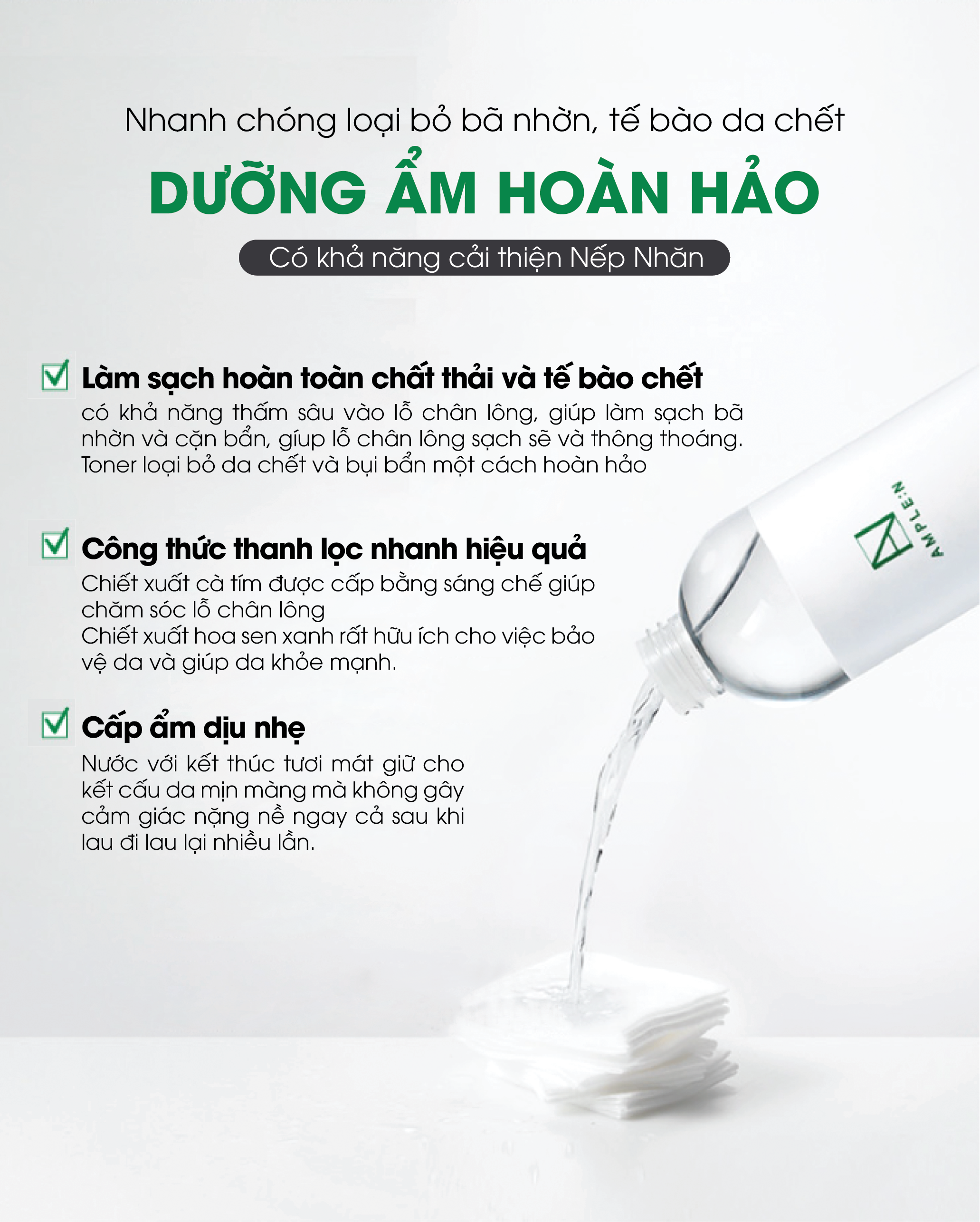 Mô tả Nước Hoa Hồng Làm Sạch Da Se Khít Lỗ Chân Lông AMPLE:N Purifying Shot Toner 600ml - 2