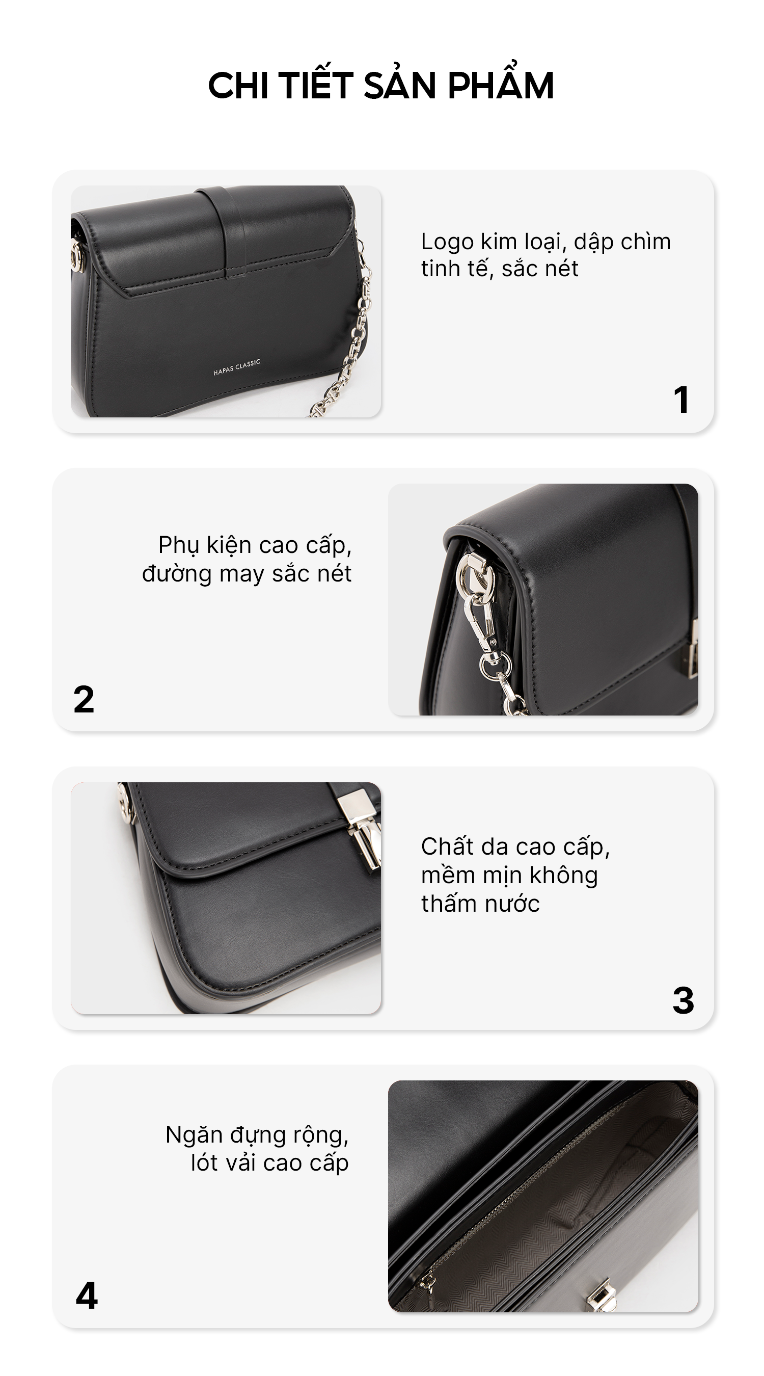 Mô tả Túi Xách Nữ Đeo Chéo Grace Bag Đáy Cong Khóa Gài Sz 23 HAPAS - TDC230512 - 4