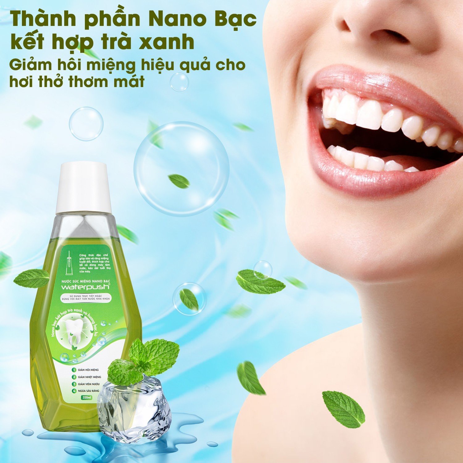 Mô tả Nước Súc Miệng Nano Bạc WaterPush Giảm Nhiệt Miệng, Thơm Miệng, Dùng Được Cho Máy Tăm Nước - 4