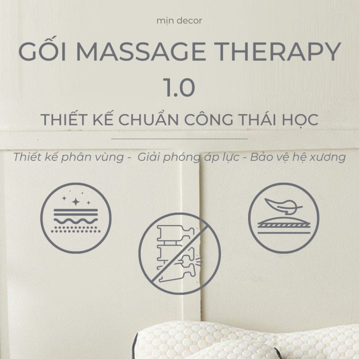 Mô tả Gối công thái học Massage Therapy 1.0 kích thước 40x74cm Mịn Decor - 1