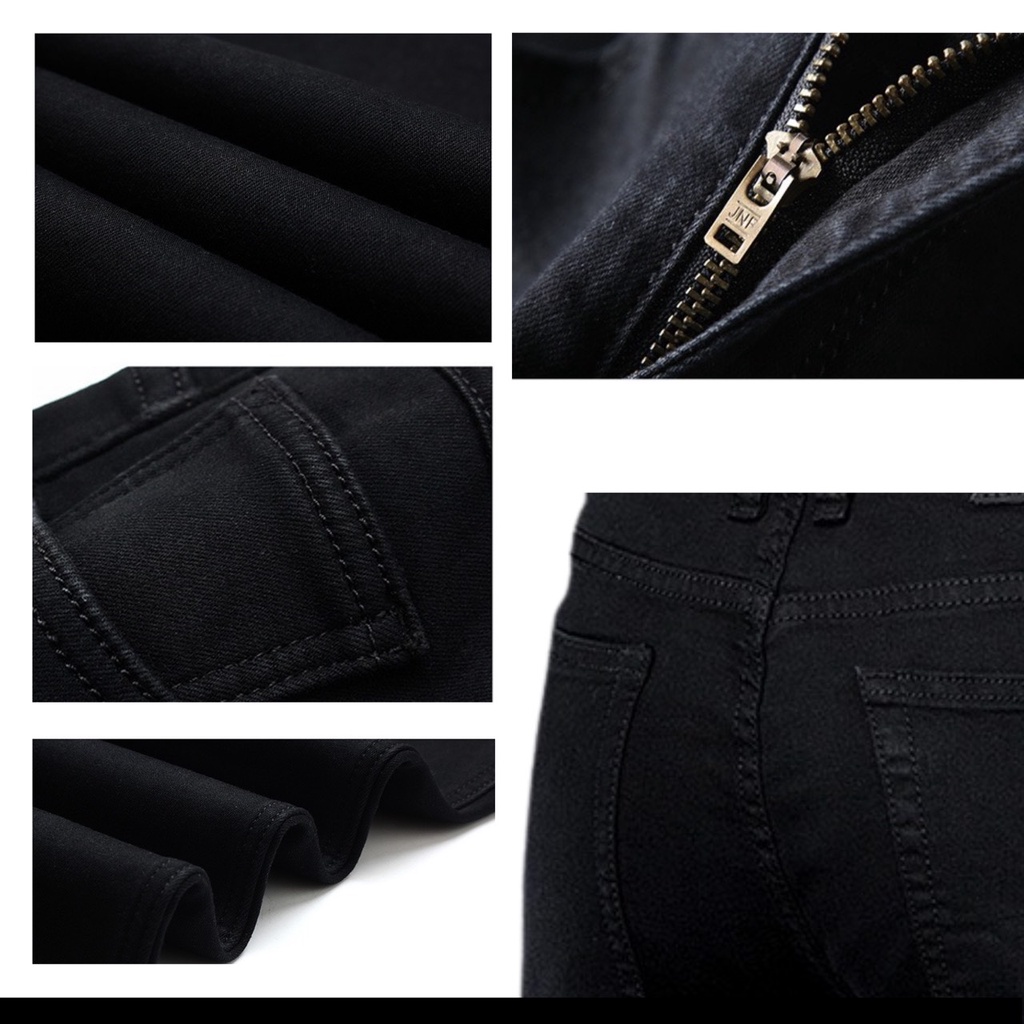 Mô tả Quần jean nam đen Gấu 194 trơn & rách vải jeans bò cotton duck cao cấp mềm mịn, co dãn - form slim fit - 5