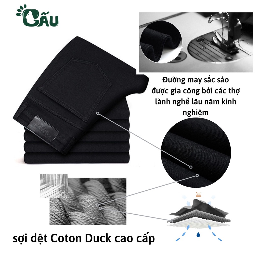 Mô tả Quần jean nam đen Gấu 194 trơn & rách vải jeans bò cotton duck cao cấp mềm mịn, co dãn - form slim fit - 4