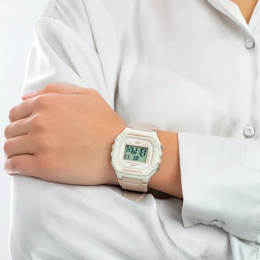 Mô tả Đồng Hồ Casio Nữ Điện Tử W-218HC-4A2VDF Mặt Vuông Dây Cao Su Chính Hãng - 1