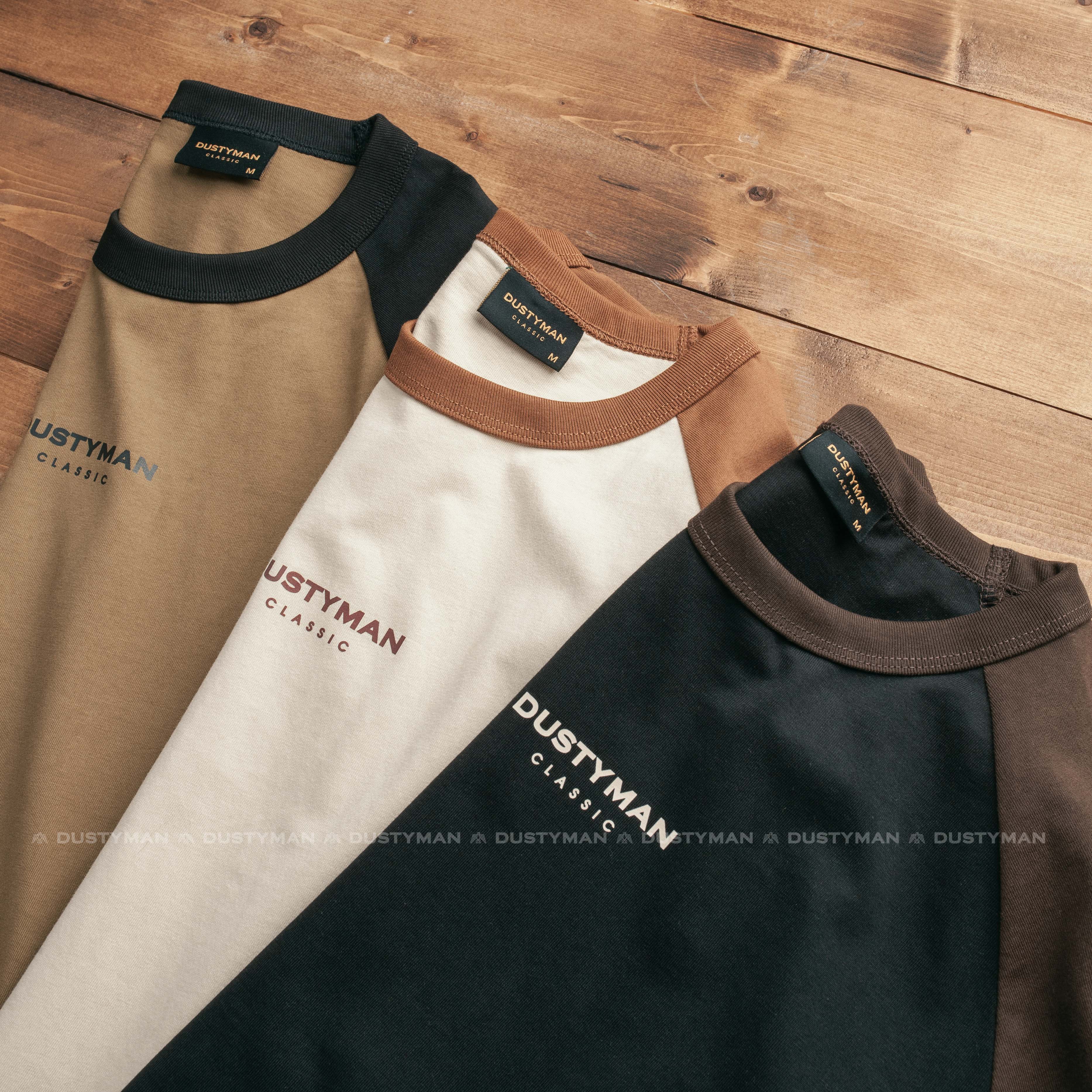 Mô tả Áo Thun Nam Raglan Phối Màu Cổ Điển DUSTYMAN - Vải 100% Cotton - Form Regular Fit - 1