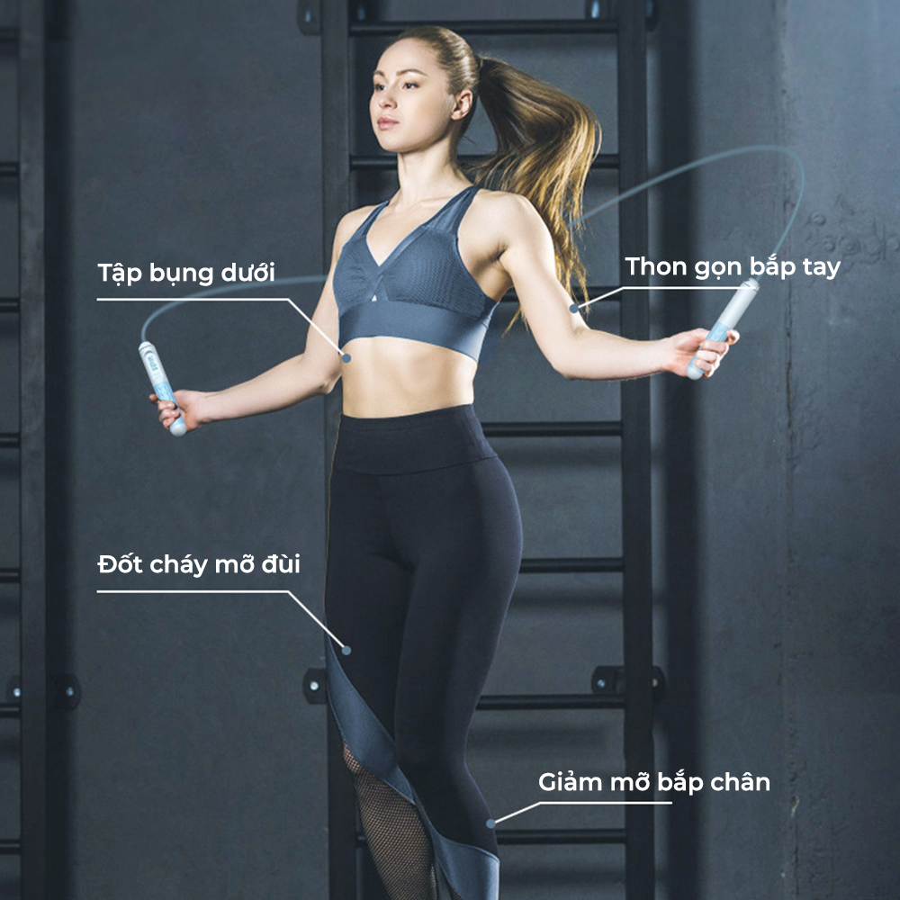 Mô tả Dây Nhảy Không Dây Đếm Số Vòng, Dây Tập Thể Dục Giảm Cân Tại Nhà Bóng Nhựa To 4 Chế Độ Luyện Tập - 3