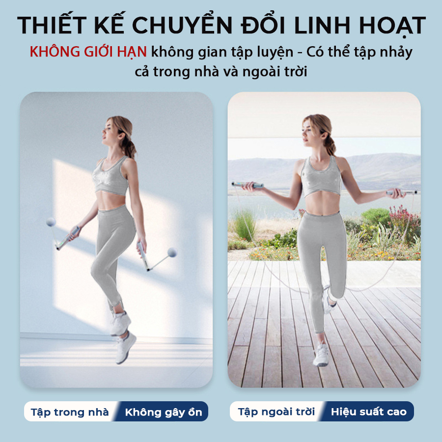 Mô tả Dây Nhảy Không Dây Đếm Số Vòng, Dây Tập Thể Dục Giảm Cân Tại Nhà Bóng Nhựa To 4 Chế Độ Luyện Tập - 4