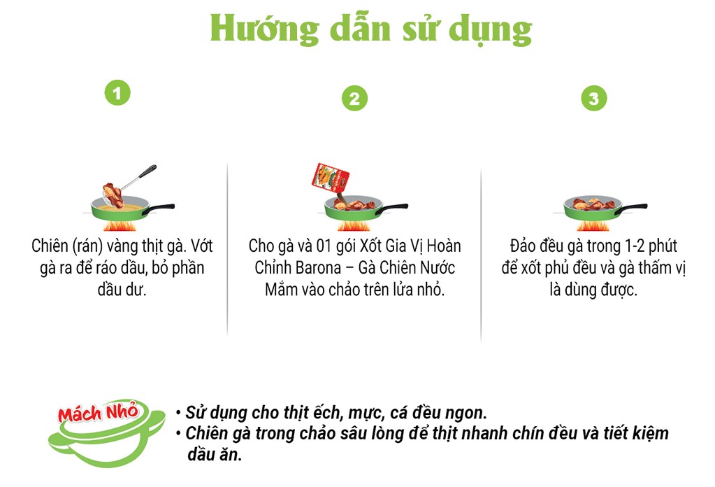 Mô tả Combo 3 Gói Gia Vị Gà Chiên Nước Mắm Barona 80g ướp ngon chuẩn vị không cần nêm nếm - 4