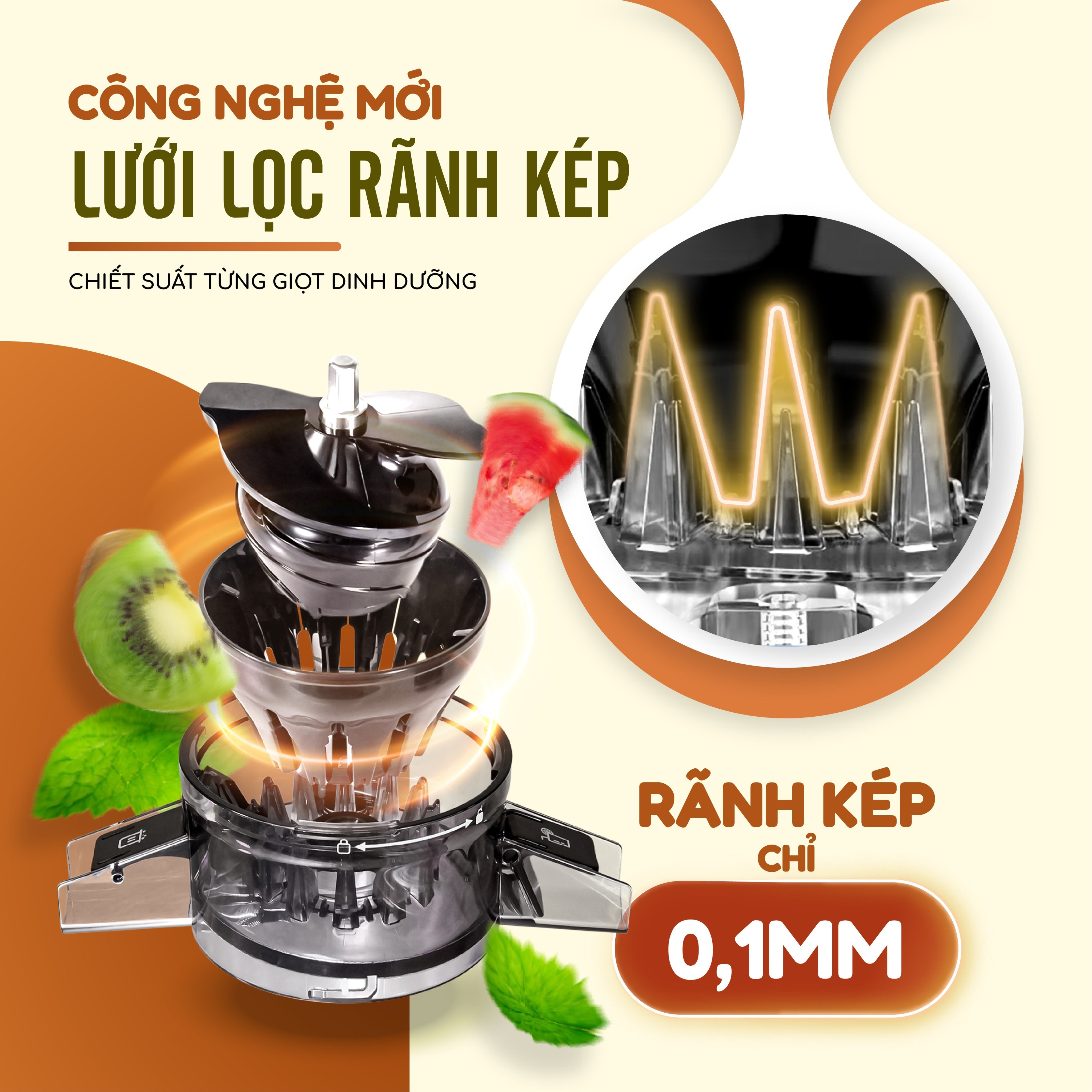 Mô tả Máy Ép Chậm Masuto  Ms Healthy Ép Trái Cây Nguyên Quả Kiệt Bã Dung Tích 0,6L Làm Nước Ép - 7